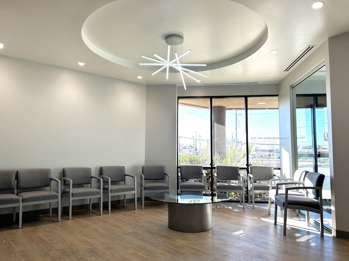 Dental office lobby with chairs