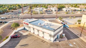 Drone photo of automative building