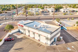 Drone photo of automative building